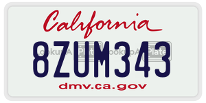 8ZUM343 license plate in California