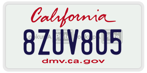 8ZUV805 license plate in California