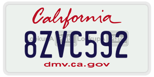 8ZVC592  license plate in CA