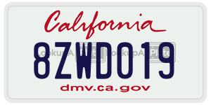 8ZWD019 license plate in California
