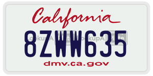 8ZWW635 license plate in California