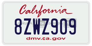 8ZWZ909 license plate in California