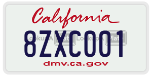 8ZXC001 license plate in California