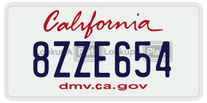 8ZZE654  license plate in CA