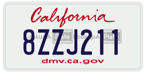 8ZZJ211  license plate in CA