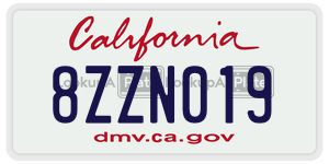 8ZZN019  license plate in CA