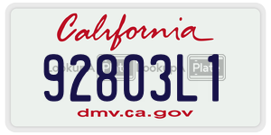 92803L1 license plate in California