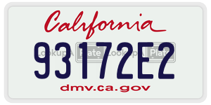 93172E2  license plate in CA