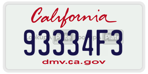 93334F3 license plate in California