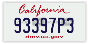93397P3 license plate in California