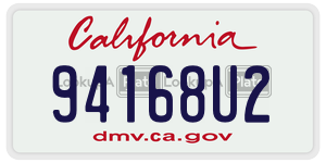 94168U2 license plate in California