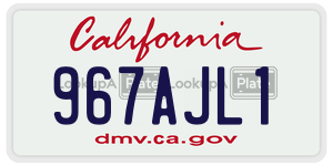 967AJL1  license plate in CA