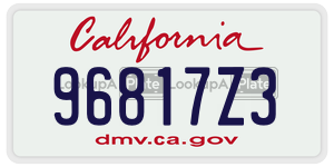 96817Z3  license plate in CA