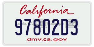 97802D3  license plate in CA