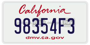 98354F3 license plate in California