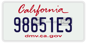 98651E3 license plate in California