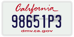 98651P3 license plate in California