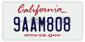9AAM808  license plate in CA