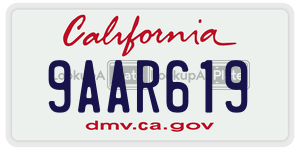 9AAR619 license plate in California