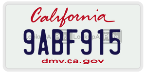 9ABF915  license plate in CA