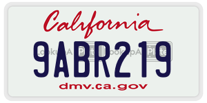 9ABR219 license plate in California