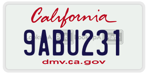 9ABU231 license plate in California
