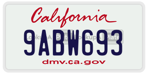 9ABW693 license plate in California