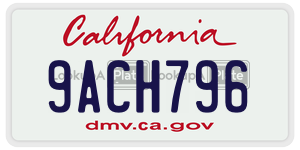 9ACH796 license plate in California