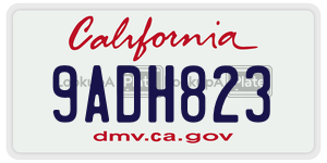 9ADH823 license plate in California
