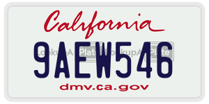 9AEW546 license plate in California