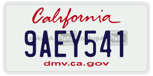 9AEY541 license plate in California
