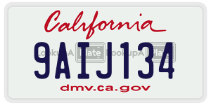 9AIJ134 license plate in California