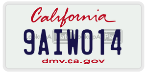 9AIW014  license plate in CA