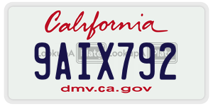 9AIX792 license plate in California