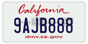 9AJB888 license plate in California
