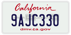 9AJC330  license plate in CA