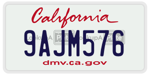 9AJM576 license plate in California