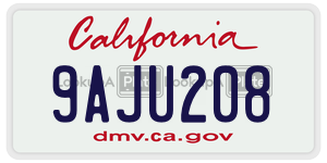 9AJU208  license plate in CA