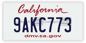 9AKC773 license plate in California