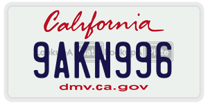 9AKN996  license plate in CA