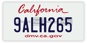 9ALH265 license plate in California