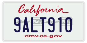 9ALT910 license plate in California