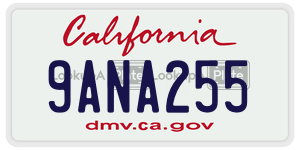 9ANA255 license plate in California