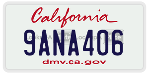 9ANA406 license plate in California
