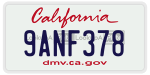 9ANF378 license plate in California