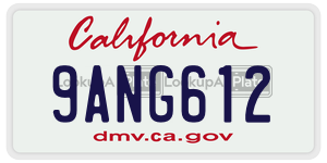 9ANG612 license plate in California