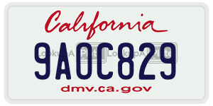 9AOC829 license plate in California