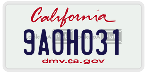 9AOH031  license plate in CA