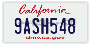 9ASH548  license plate in CA