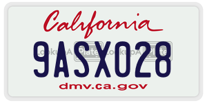 9ASX028 license plate in California